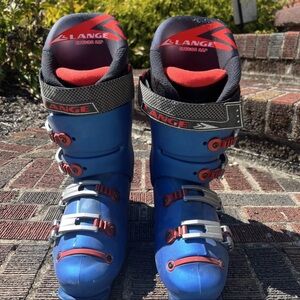 Lange World Cup 130 LF Blue and Red Ski Boots - Size 8.5